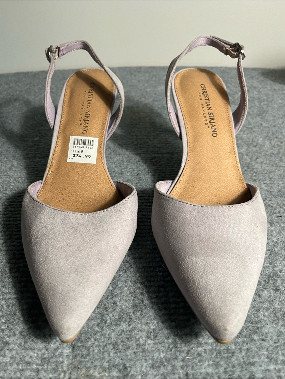 Christian Siriano Lilac Pointed-Toe Ankle-Strap Heels